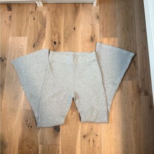 Aerie Gray Waffle Knit Flare Pants